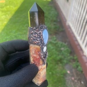 Witches wand, Electroformed crystals, reiki infused